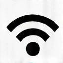Ikona przedstawiająca symbol Wi-Fi lub sieć internetową.